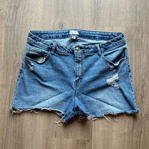 Ava & Viv Blue Jean Cutoff Shorts with Distressed Details
